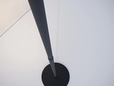Modern Outdoor Light Featuring Black Slender Cylindrical Lamp Post And Round Base On White Ground 3d model