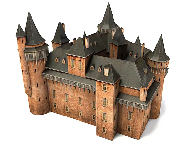 European style castle classical villa building 3d model