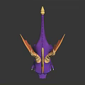 Cartoon Purple Dragon Character With Yellow Horns And Orange Wings