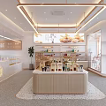 Modern Dessert Shop Interior With Display Shelves Counter And Lighting Fixtures