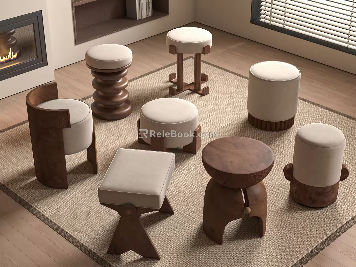 Middle Ancient Style Round Stool Other Stool 3d model