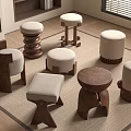 Middle Ancient Style Round Stool Other Stool 3d model