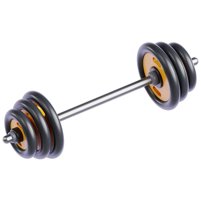 Sports Equipment Barbell With Black And Yellow Weight Plates And Metal Bar 3d model