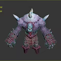 Game and Movie Character Design Purple Monster With Spiked Horns Spikes And Muscular Body