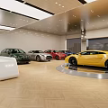 4S Auto Showroom Showcasing Luxury Sports Cars In Modern Spacious Exhibition Hall