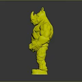 Muscular Rhino Headed Character With Blue Body White Tank Top Green Pants And Red Shoes
