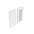 White Hinged Doors With Carved Panel And Glass Insert For Home Interior 3d model