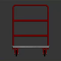 Red Handle Platform Cart With Blue Flat Surface And Red Wheels 3d model