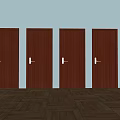Different Patterned Hinged Doors In Dark Brown And Metallic Finish On Light Blue Wall