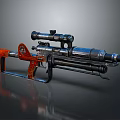 Futuristic Weapon Design With Scope Orange Mechanical Parts And Metallic Finish