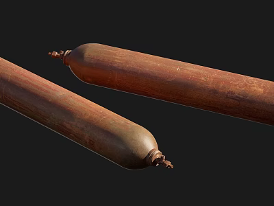 Rusty Brown Cylindrical Metal Pipes With Worn Surface And Metal End Fittings 3d model