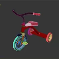 Red Children's Tricycle With Black Handlebar White Seat And Wheels