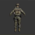 Military Soldier Figure In Camouflage Uniform With Tactical Vest And Helmet