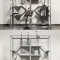 Modern Multi tiered Bookshelf With Metal Frame Decorative Items And Books