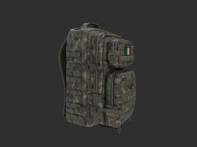 Camouflage Tactical Backpack With Multiple Storage Compartments And Italian Flag Patch 3d model