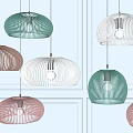 Colorful Modern Pendant Lights With Woven Design in Green White Pink and Brown Shades
