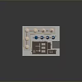Industrial Processing Facility 3D Model With Towers Pipelines Blue Containers And Gray Structure