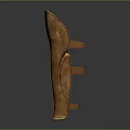 Two Shiny Golden Metallic Leg Armor With Curved Design And Glossy Finish