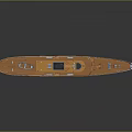 Vintage White Orange Red Cruise Ship With Deck Mast And Chimney Design