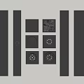 Black Decorative Architectural Parts Featuring Long Panels Square Circular Grilles And Vents