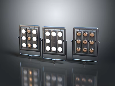 LED Panel Lights With Black Frame Multiple Round White And Gold Bulbs For Studio Lighting 3d model