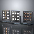 LED Panel Lights With Black Frame Multiple Round White And Gold Bulbs For Studio Lighting 3d model