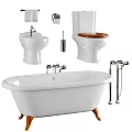 Modern White Toilet With Bathtub Washbasin Faucets And Bathroom Fixtures