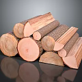 Stacked Natural Wood And Stone Materials With Various Cut Shapes And Textures