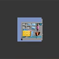 Cartoon Blue Refrigerator Interior Scene With Colorful Blocks Carrot Ice Cream Striped Cup And Cookie