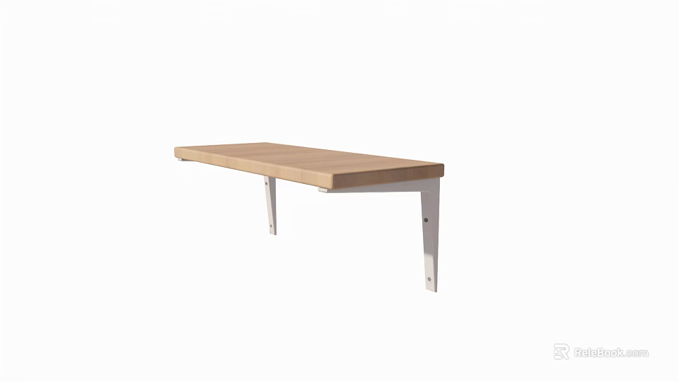 Modern Wall Mounted Cabinet With Wooden Top And White Metal Brackets 3d model 
