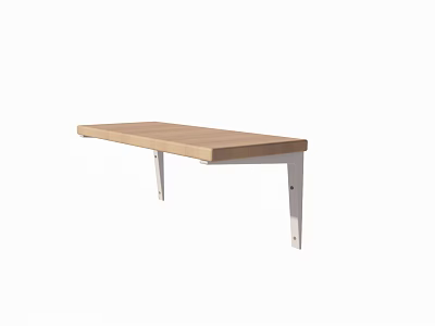 Modern Wall Mounted Cabinet With Wooden Top And White Metal Brackets 3d model