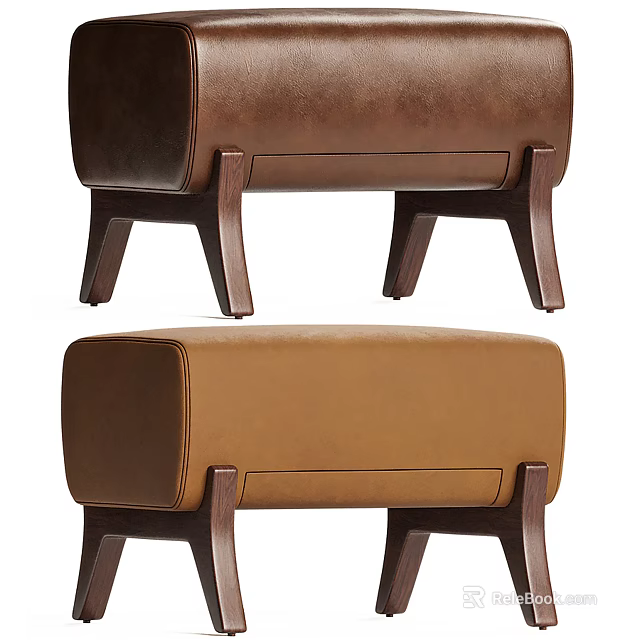 Modern Upholstered Sofa Bench With Brown Beige Fabric And Wooden Legs 3d model 