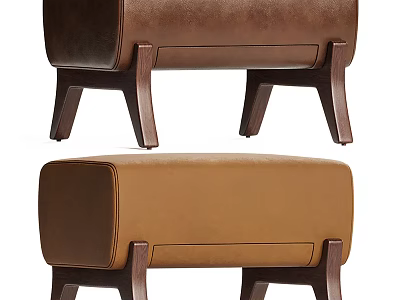 Modern Upholstered Sofa Bench With Brown Beige Fabric And Wooden Legs 3d model