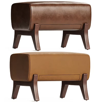 Modern Upholstered Sofa Bench With Brown Beige Fabric And Wooden Legs 3d model