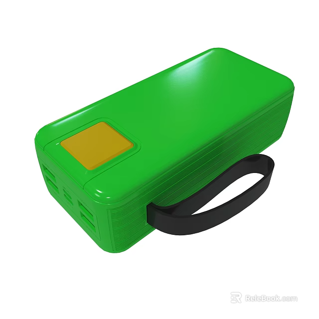 Green Portable Storage Box With Yellow Panel And Black Handle 3d model 