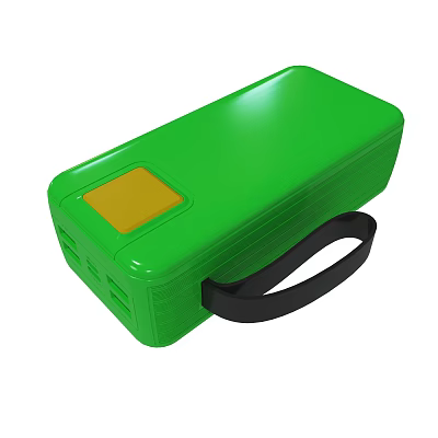 Green Portable Storage Box With Yellow Panel And Black Handle 3d model