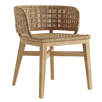 Single Chair Dining Chair Rattan Chair 3d model