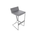Sleek Black Leather Bar Stool With Metal Frame And Footrest