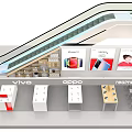 Mall Mobile Phone Store With VIVO OPPO realme Displays Posters And Escalator