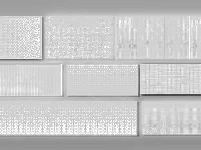 White Decorative Wall Panels With Various Textured Patterns For Interior Design 3d model