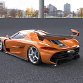 Orange High Performance Sports Car Aerodynamic Body And Rear Wing