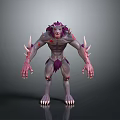 Wolf like Mythical Animal 3D Model with Gray Body Purple Fur Spikes and Sharp Claws
