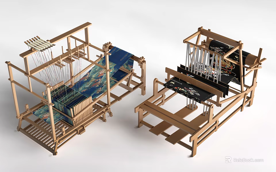 Wooden Garden Ornament Pieces With Woven Details And Decorative Frame Design 3d model 