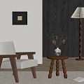 Modern Living Room Interior With Armchair Wooden Side Table Floor Lamp And Vase