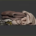 Colorful Soft Towels Stacked Folded And Draped In Pink White Yellow
