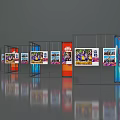 Event Display Wall With Multiple Exhibition Stands Colorful Panels And