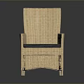 Rattan Armchair With Navy Blue Cushion Simple Woven Design For Indoor Use