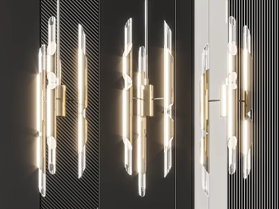 Modern Luxury Chandelier Design With Gold Metal Frame And Clear Glass Tubes 3d model