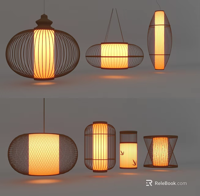 Modern Lighting Combination With Metal Frame Warm Light And Various Shapes 3d model 