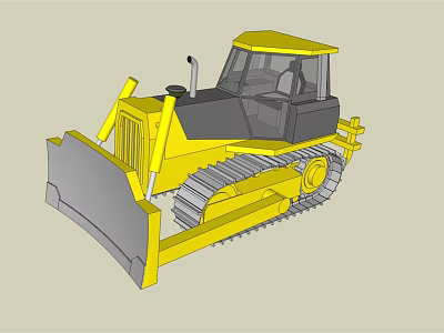 Yellow Bulldozer Functional Vehicle With Tracks Front Blade And Operator Cab 3d model